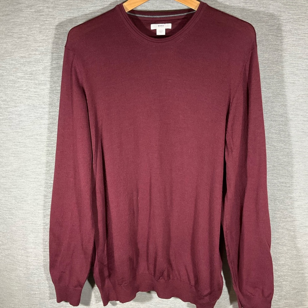 Men’s Brax Burgundy Merino Crewneck Sweater, size L